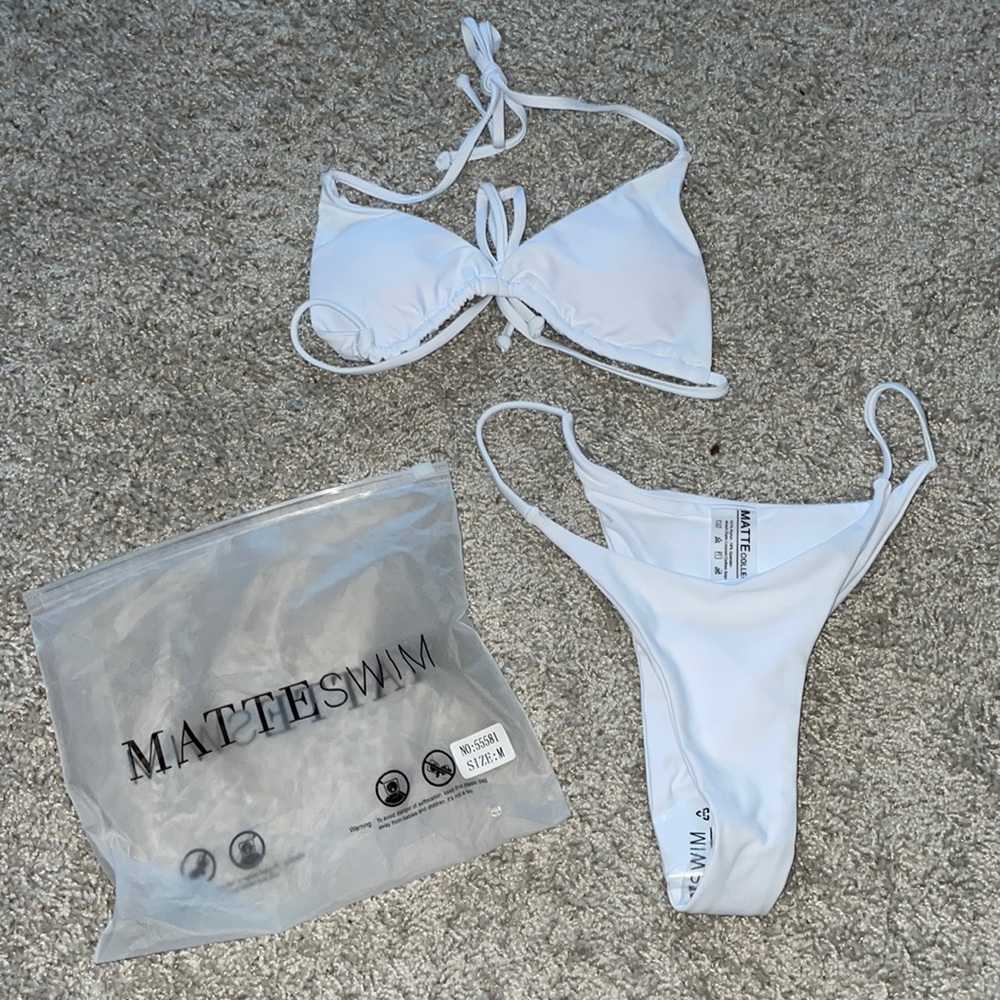 White matte swim bikini